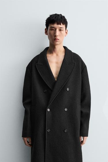 DOUBLE-BREASTED BOUCLÉ TEXTURE COAT - Black by Zara