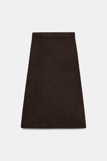 KNIT MIDI SKIRT - Brown by Zara