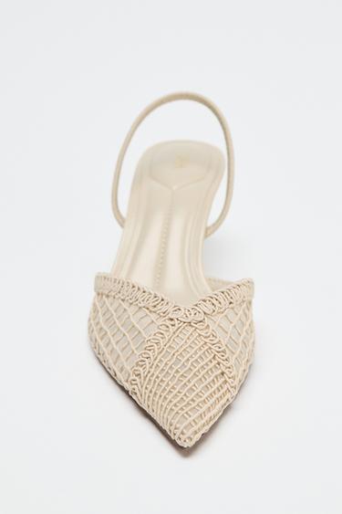 CHAUSSURES À TALONS OUVERTES À L'ARRIÈRE TRESSÉES - Blanc écru de Zara - Image 4