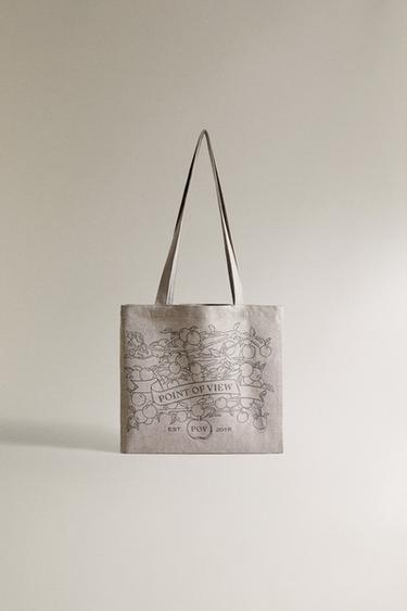 "POINT OF VIEW" 코튼 토트백 - Zara의 그레이 - 이미지 0