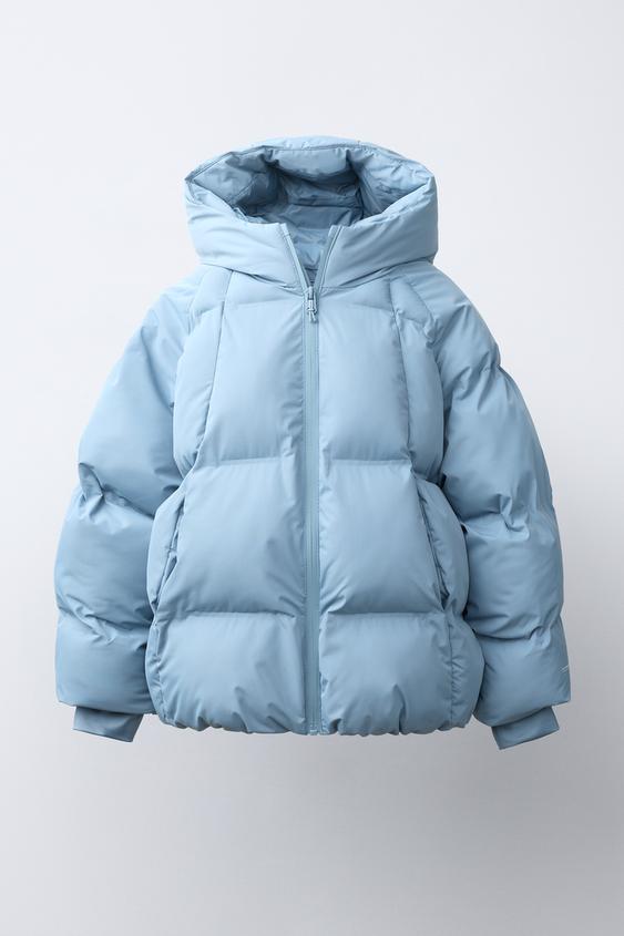 WATER-REPELLENT HOODED PADDED JACKET - Sky blue by Zara - Image 0
