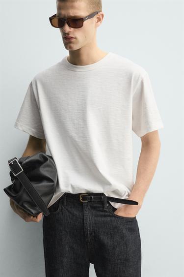 RELAXED FIT SLUB KNIT T-SHIRT - White by Zara - Image 4