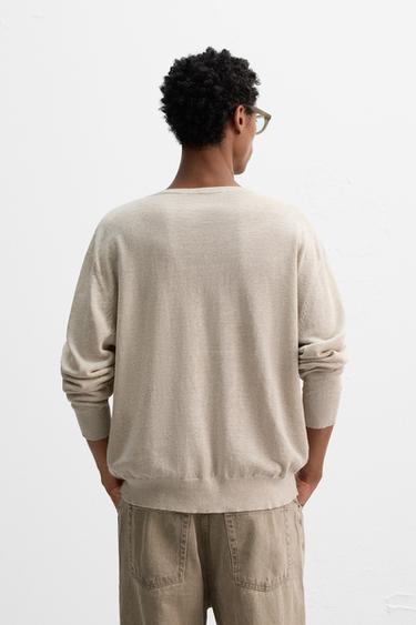 LIGHTWEIGHT LINEN SWEATER - Beige marl by Zara - Image 2
