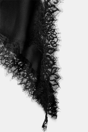 VESTIDO ASIMÉTRICO ENCAJE ZW COLLECTION - Negro de Zara
