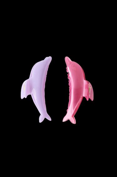 TWO-PACK OF DOLPHIN HAIR CLIPS - Fuchsia by Zara