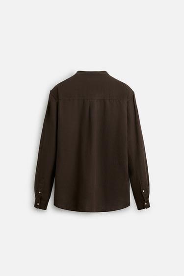 Zara LINEN - COTTON SHIRT - Brown