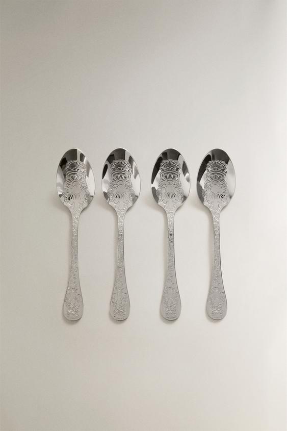 ENGRAVED STEEL TEASPOON SET (PACK OF 4) - صلب الخاص بـ Zara - صورة 0