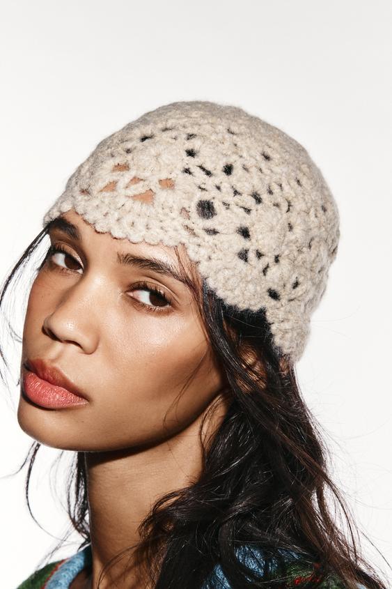 OPENWORK KNIT SKULLCAP - Beige by Zara - Image 0