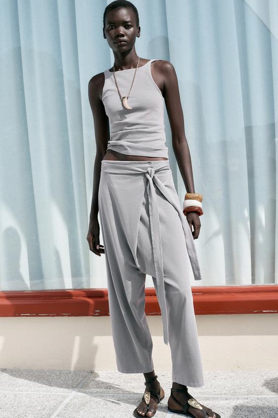 PANTALON PARÉO DÉLAVÉ - Bleu / Gris de Zara - Image 0