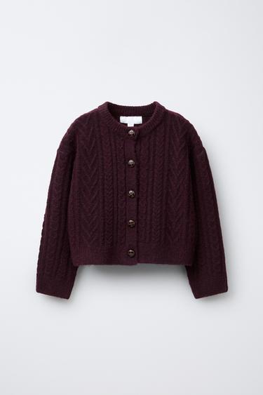 CHAQUETA PUNTO OCHOS - Burgundy de Zara - Imagen 0