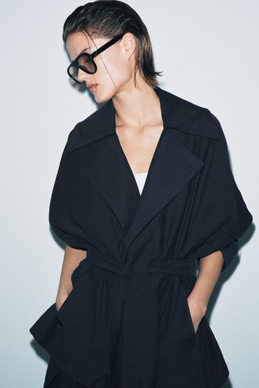 TRENCH قصير منسدل ZW COLLECTION - بحري by Zara