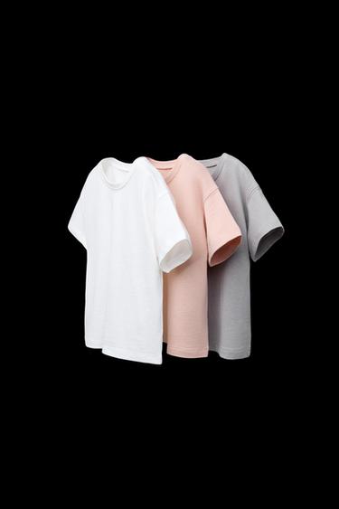3ER-PACK UNIFARBENER T-SHIRTS - Steingrau meliert von Zara