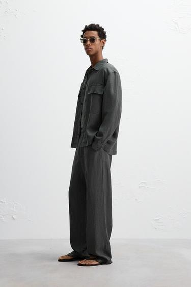 100% HEMP RELAXED FIT TROUSERS - Anthracite grey by Zara - Image 3