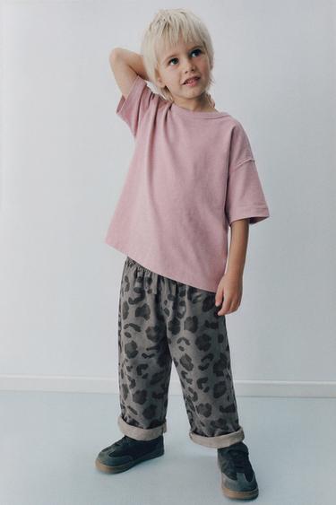 БРЮКИ STRAIGHT ИЗ МЯГКОЙ ТКАНИ С АНИМАЛИСТИЧЕСКИМ ПРИНТОМ — СЕРЫЙ от Zara