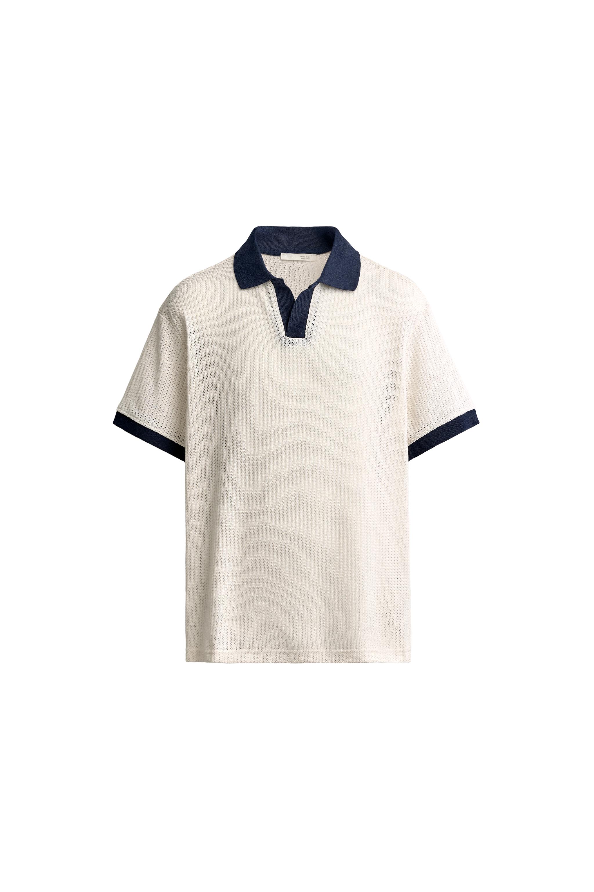 OPEN-STITCH REGULAR FIT POLO SHIRT - Navys / Ecru | ZARA United States
