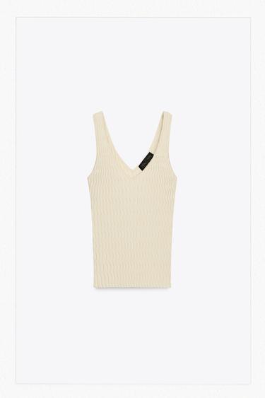 TEXTURED KNIT TOP - Cream by Zara
