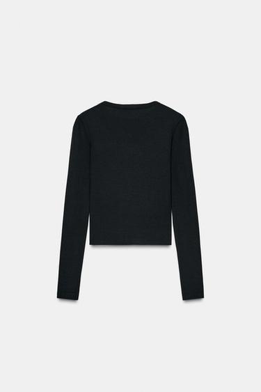 LONG SLEEVE T-SHIRT - Black by Zara