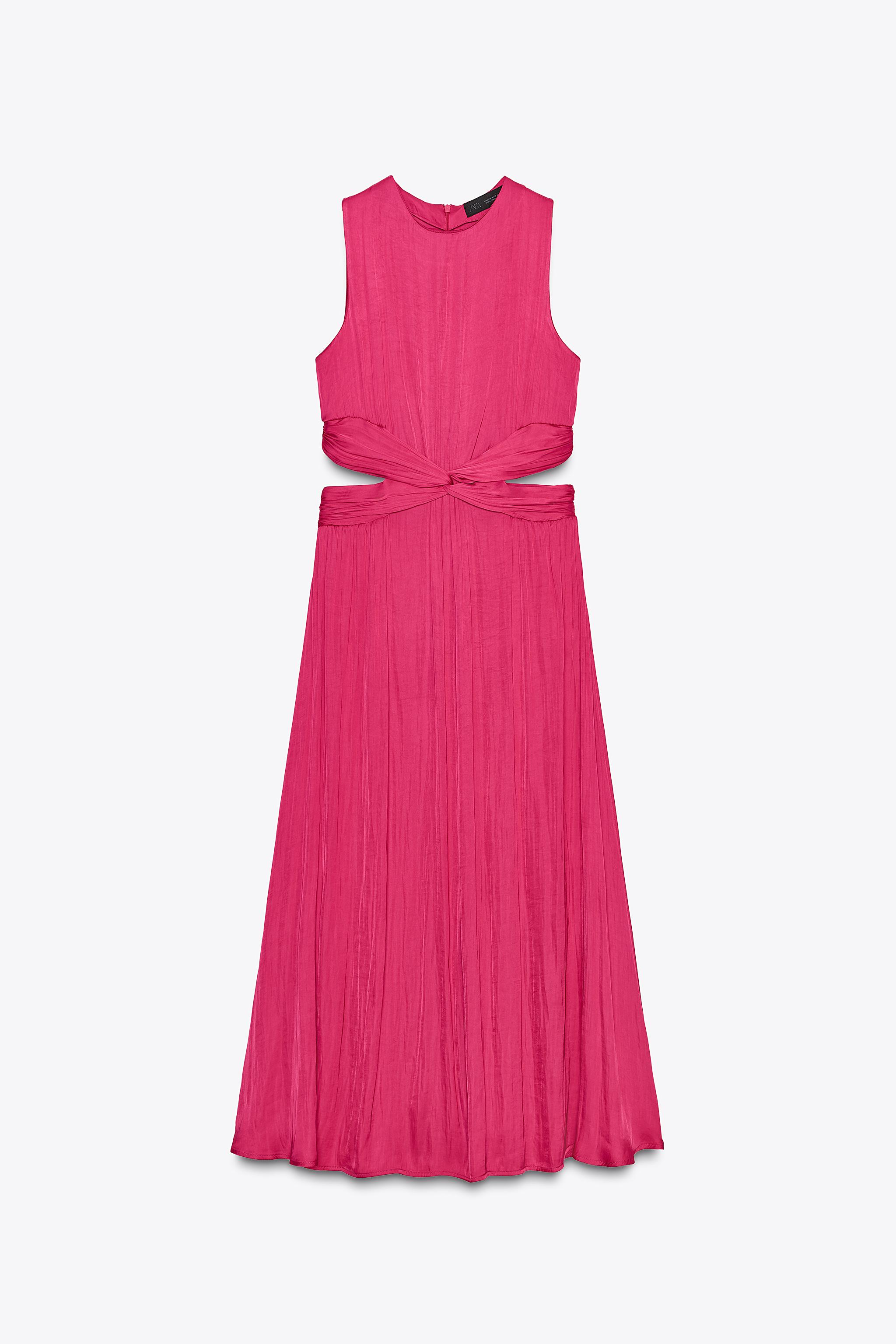 ROBE MIDI SATINÉE AJOURÉE