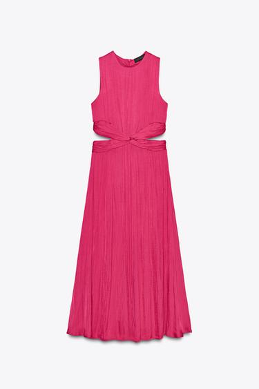VESTITO MIDI SATINATO CUT OUT - Fucsia di Zara