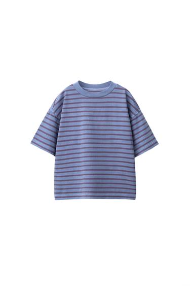 تيشرت مخطط - أزرق فاتح الخاص بـ Zara