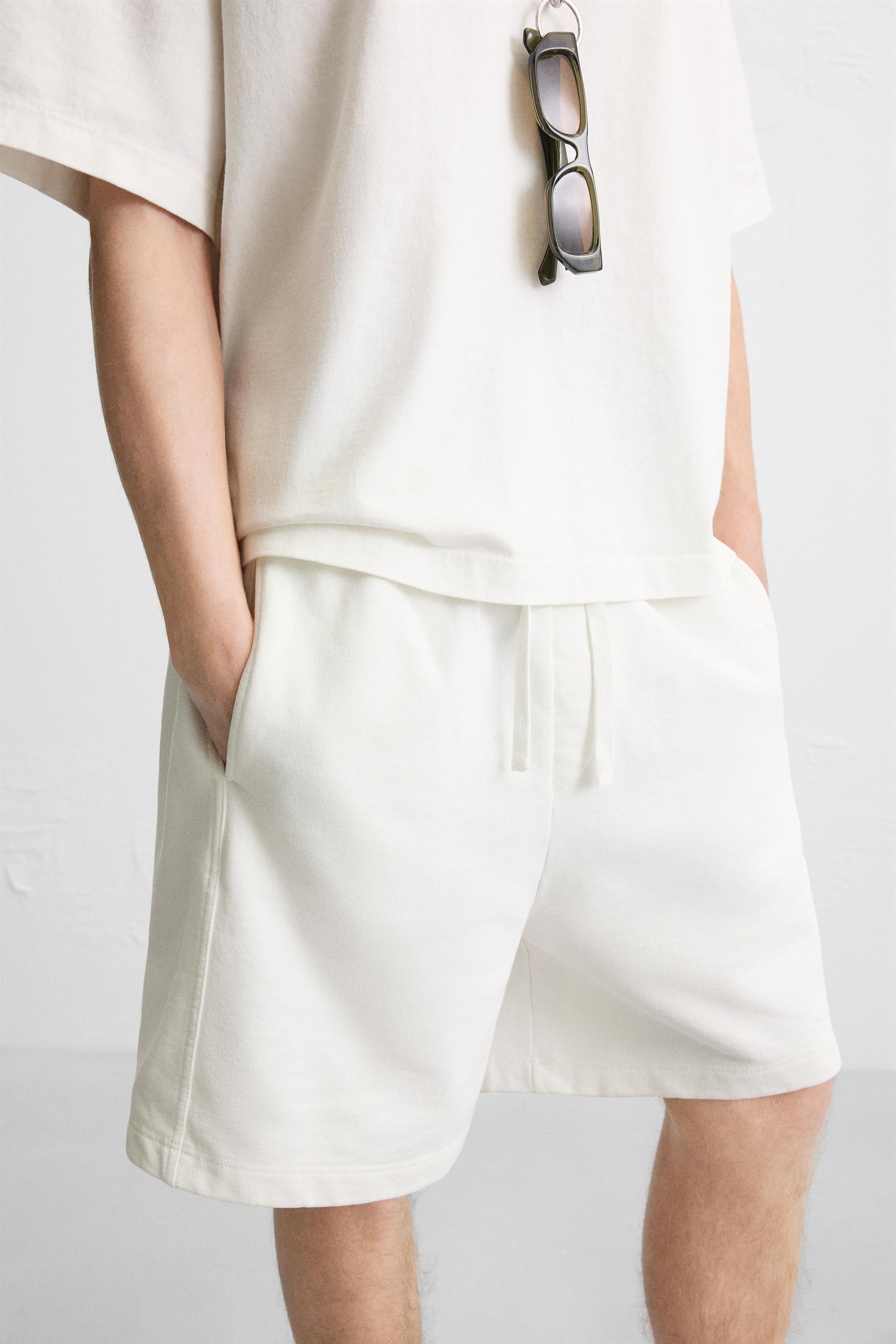 RELAXED FIT WASHED JOGGER SHORTS - Oyster-white | ZARA RELAXED FIT WASHED JOGGER SHORTS - Oyster-white | ZARA