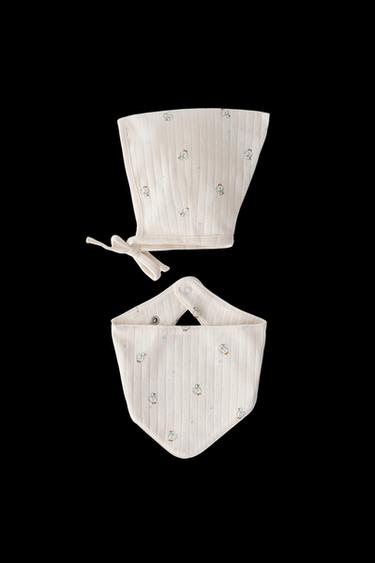 Zara GOOSE PRINT BONNET AND BANDANA SET - Light beige - Image 0