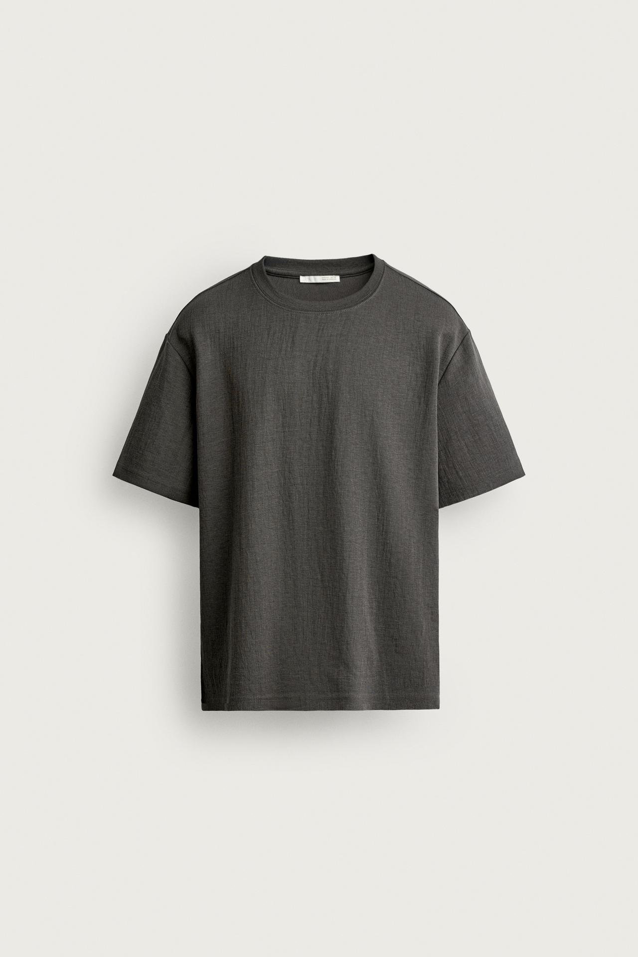 TEXTURED RELAXED FIT T-SHIRT — Dark brown