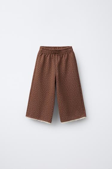 PRINTED LACE TRIM PLUSH CULOTTES - Chocolate by Zara