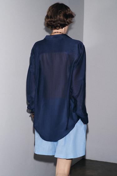 ZW COLLECTION SILK SHIRT - Ink blue by Zara - Image 5