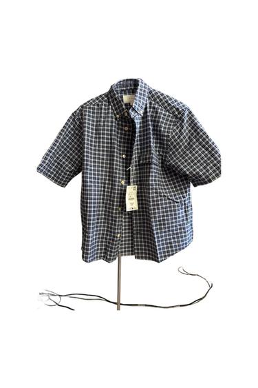 ZARA ORIGINS BLUE PLAID COTTON SHORT SLEEVE SHIRT