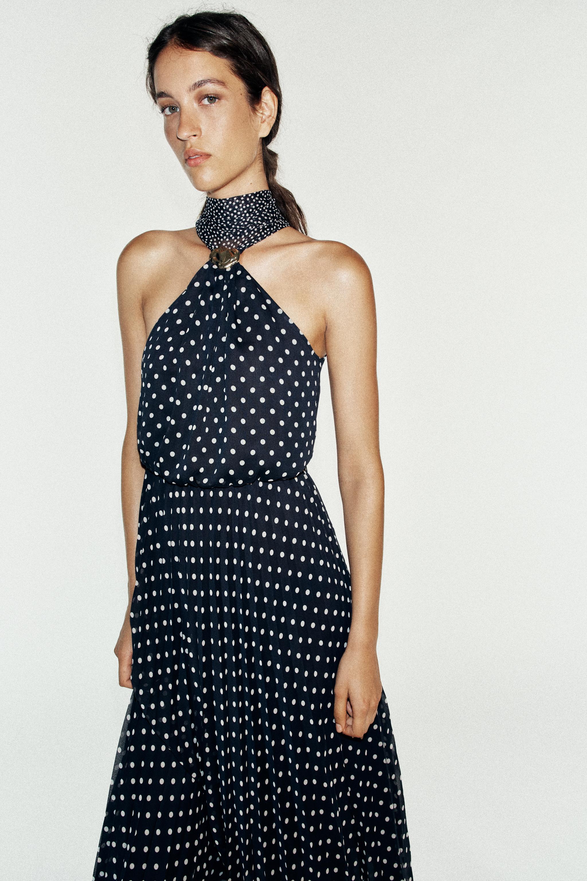 POLKA DOT HALTER MIDI DRESS