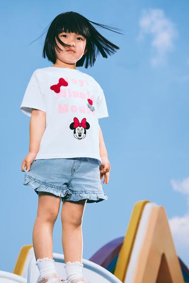 Zara 荷葉邊牛仔短褲 - 淡藍色