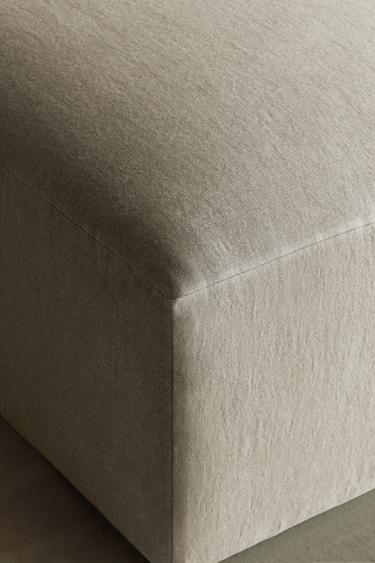 WASHED LINEN POUF - Light beige by Zara - Image 4