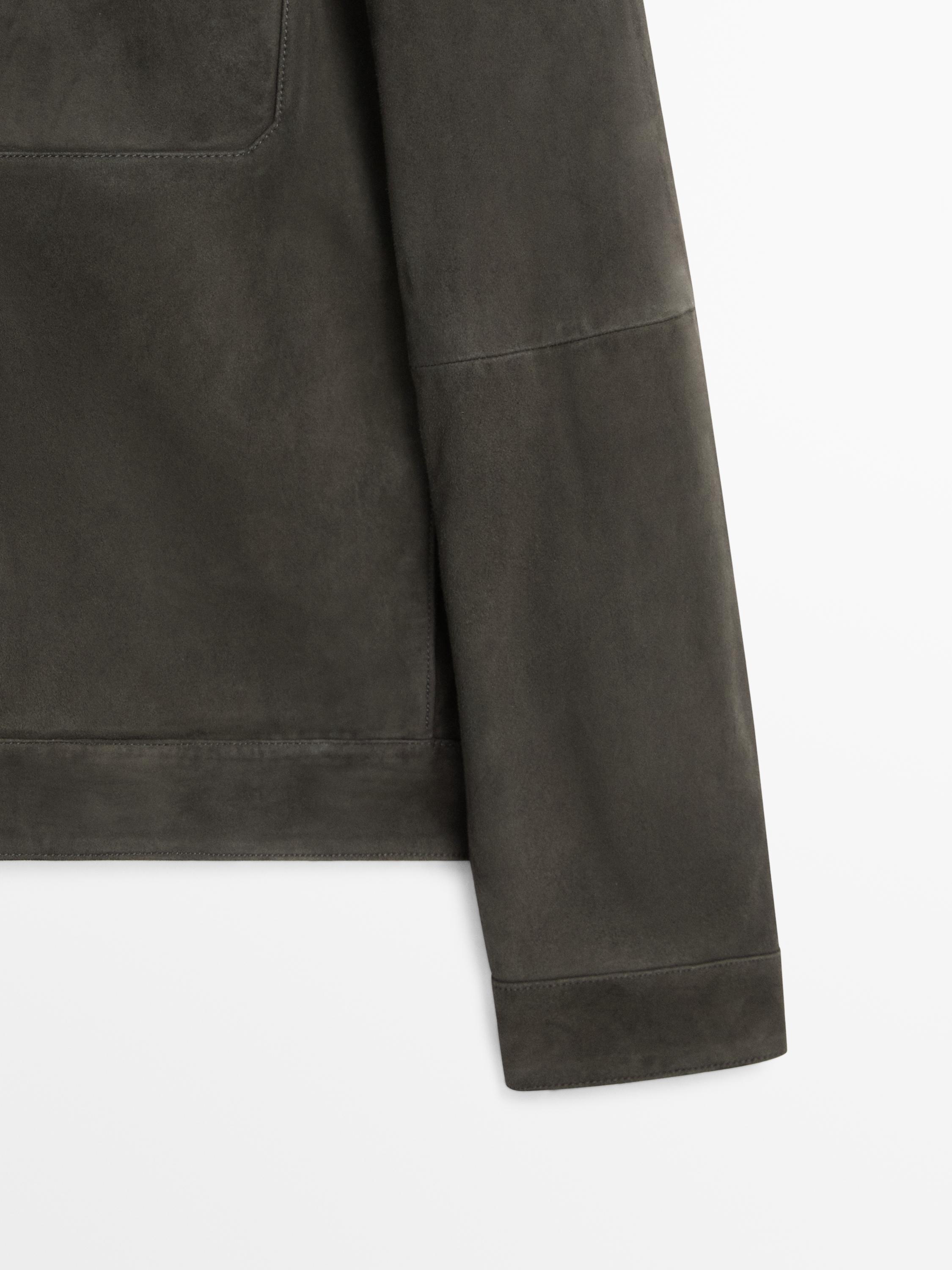 Veste poches cuir daim