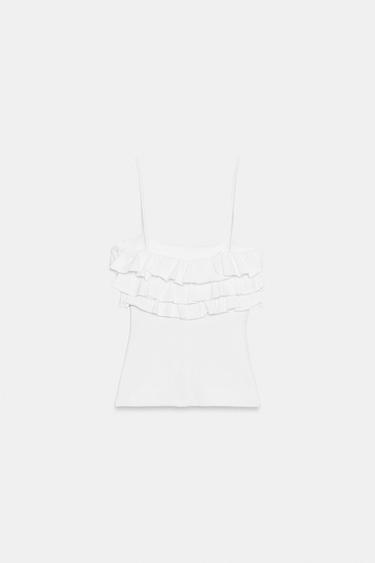 TOP À BRETELLES ET VOLANTS - Blanc de Zara - Image 7