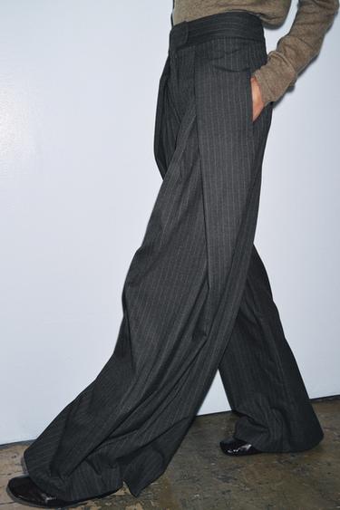 ZW COLLECTION PINSTRIPE DARTED TROUSERS - Grey by Zara - Image 3