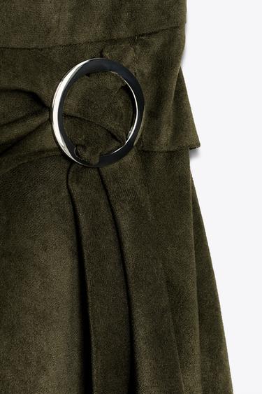 FAUX SUEDE ASYMMETRIC DRESS - Khaki by Zara - Image 5