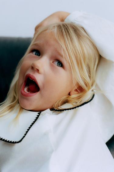 ÁO CỔ CÁNH SEN THÊU HỌA TIẾT - Màu trắng từ Zara