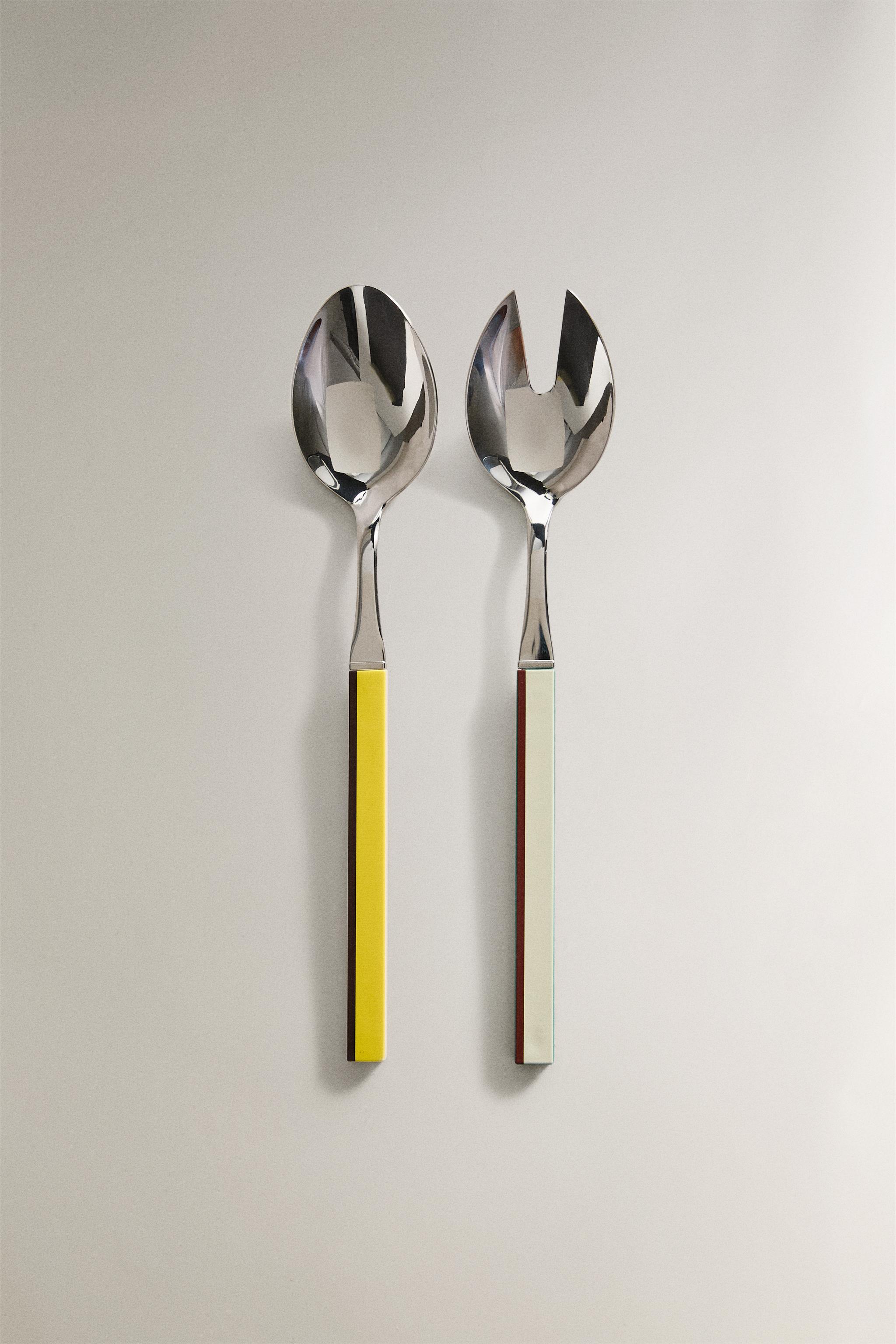 ENSEMBLE COUVERTS À SALADE MANCHE RAYÉ (LOT DE 2) X COLLAGERIE