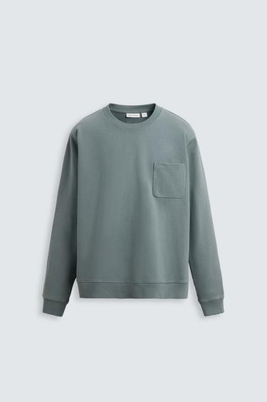 SUDADERA CREW NECK BOLSILLO - Azul / Gris de Zara