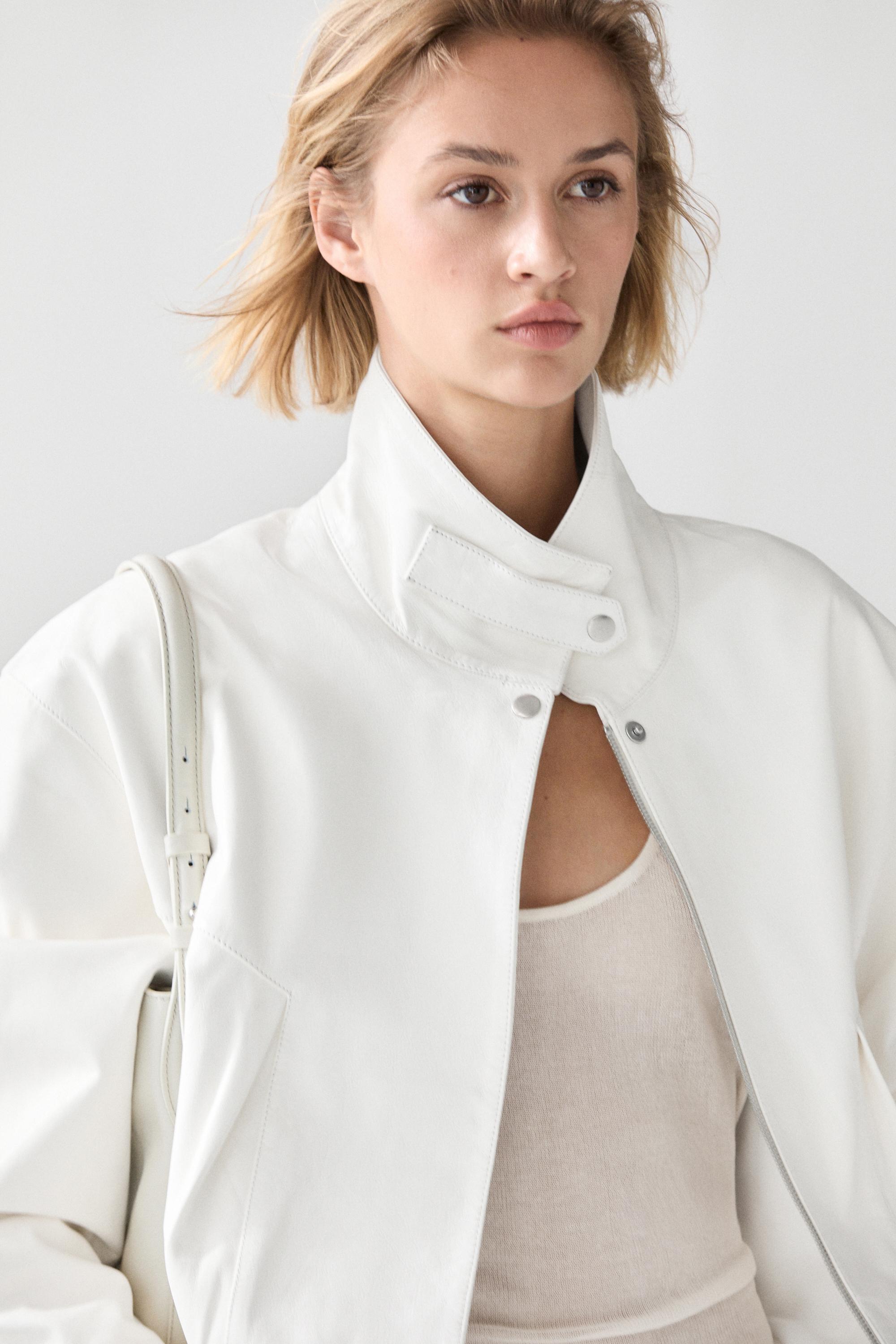 Nappa leather bomber jacket - White | ZARA United States