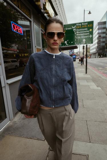 EMBROIDERED BOMBER JACKET - Navy blue by Zara - Image 3