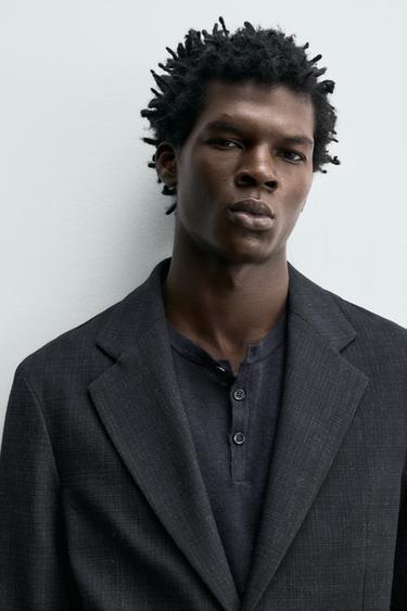 RELAXED FIT TEXTURED BLAZER - Navy blue by Zara - Image 4