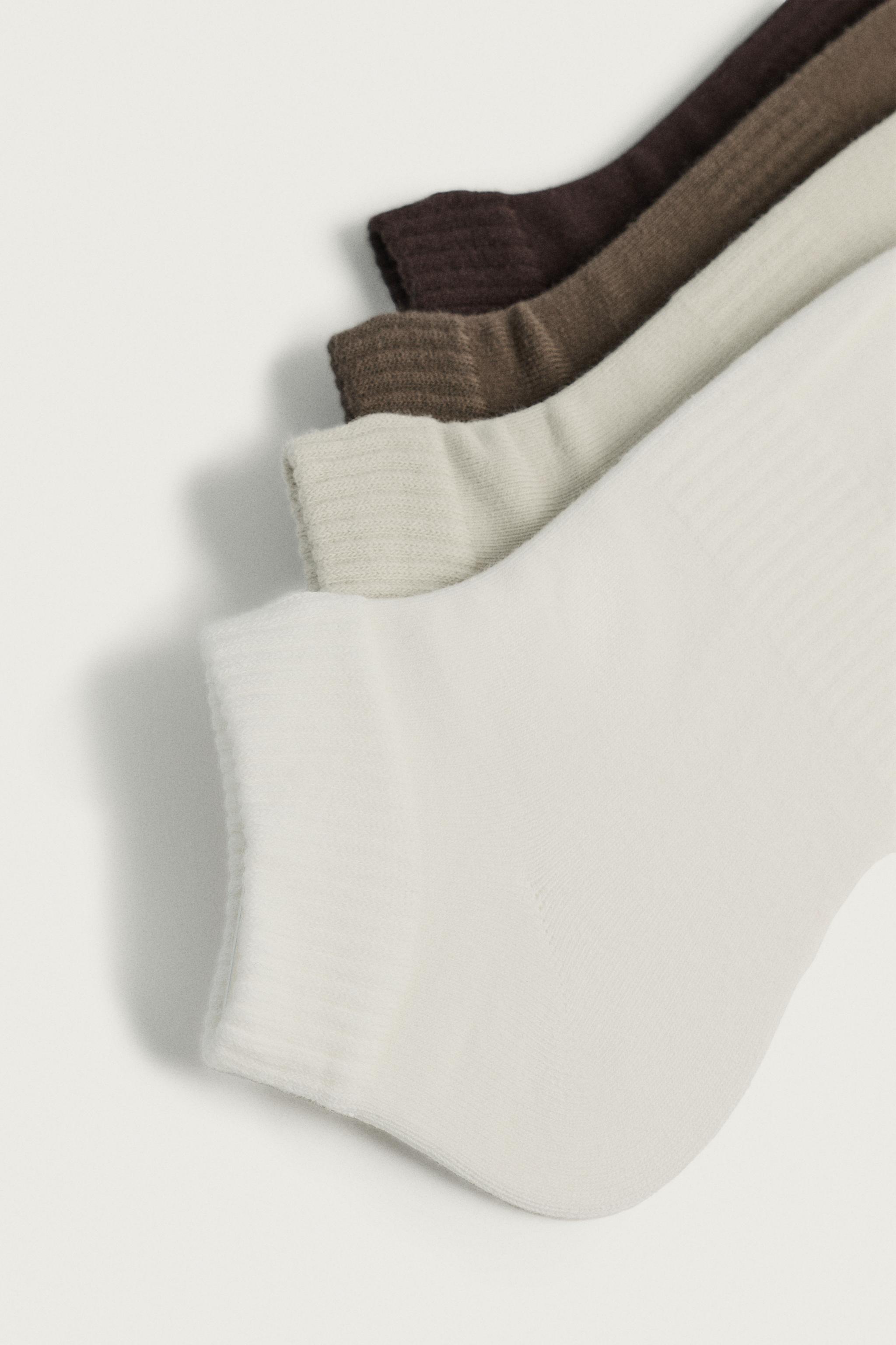 FOUR-PACK BASIC ANKLE SOCKS — Brown