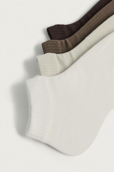 FOUR-PACK OF BASIC ANKLE SOCKS — Brown 2