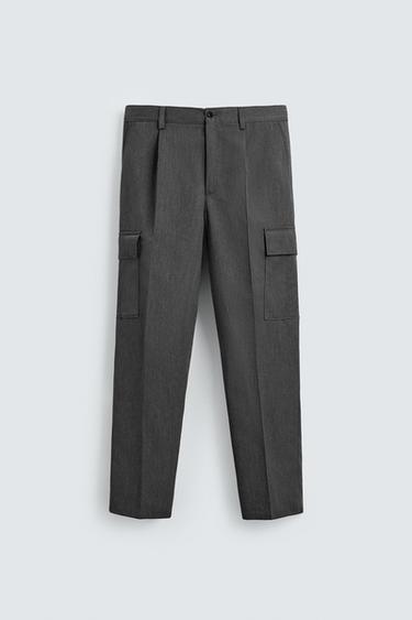 PLEATED CARGO TROUSERS - Grey by Zara