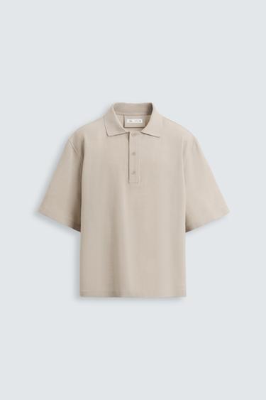Zara FLOWY POLO SHIRT - Stone