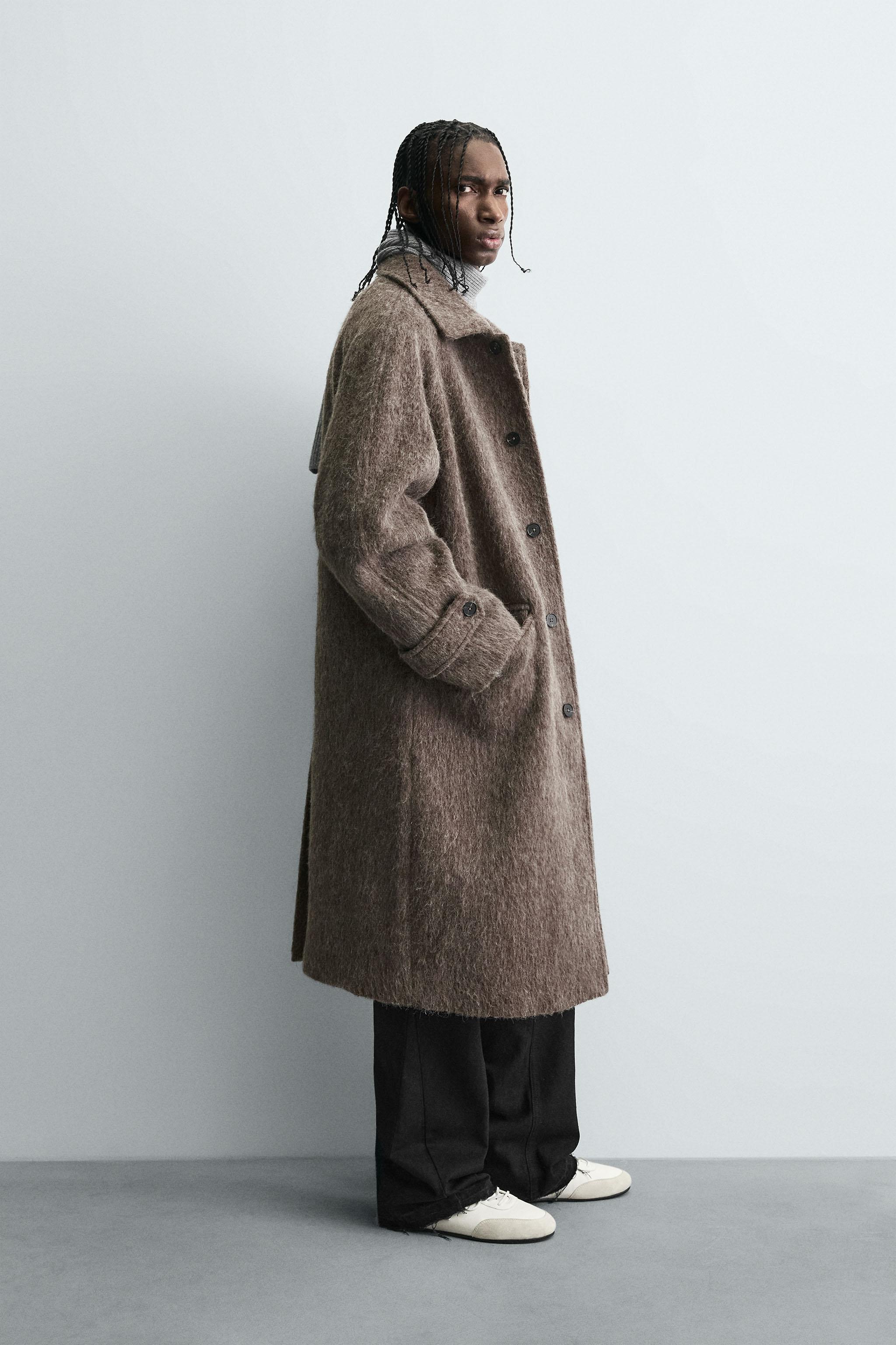 FAUX FUR WOOL COAT - Sand / Marl | ZARA United States