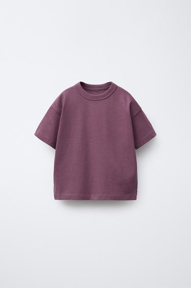 Zara BASIC HEAVY WEIGHT T-SHIRT - Dark eggplant