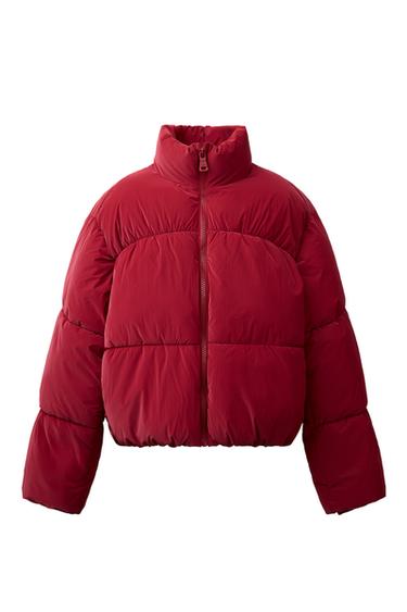 Zara RUBBERIZED PUFFER JACKET - Red